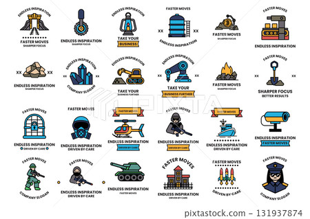 A collection of black and white icons and symbols, including a helicopter A collection of black and white icons and symbols, including a helicopter 131937874