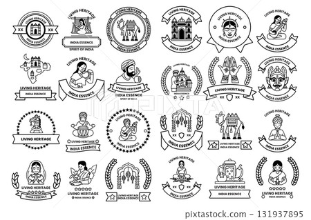 A collection of black and white images with a variety of symbols and designs A collection of black and white images with a variety of symbols and designs 131937895