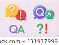 Set of question and answers concept in cartoon 3d style.  QA letters - qustions and answers section icon. 3D Web Vector Illustrations. Set of question and answers concept in cartoon 3d style.  QA letters - qustions and answers section icon. 3D Web Vector Illustrations. 131937999