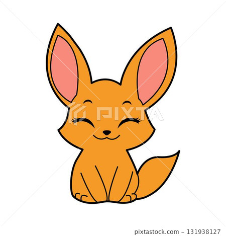 Cute cartoon little fennec fox. Cute cartoon little fennec fox. 131938127