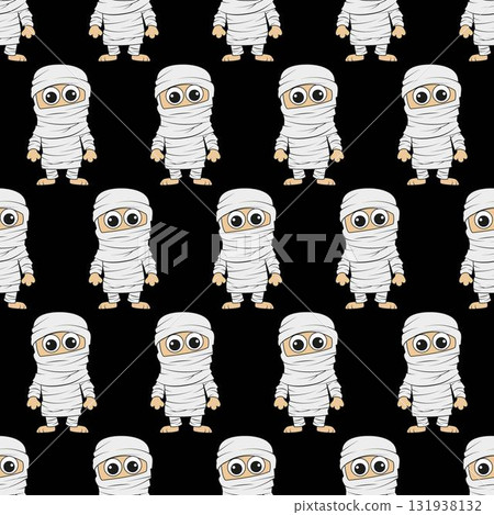 Seamless pattern with cute mummy. 131938132