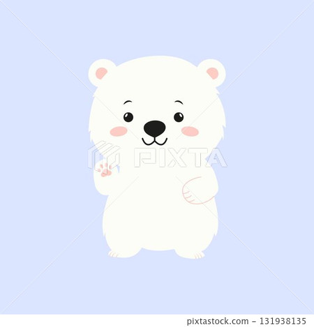Cute cartoon polar bear waving. 131938135