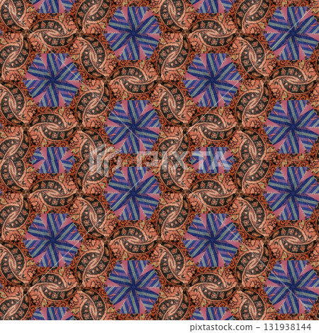 Turkish embroidery and batik art work for screen printing carpet, rug, fabric, tiles and flooring. Pattern design for the home decor, wrapping paper, curtains, wall covering etc 131938144