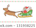 Christmas - Santa Claus riding in a sleigh pulled by reindeer 131938225