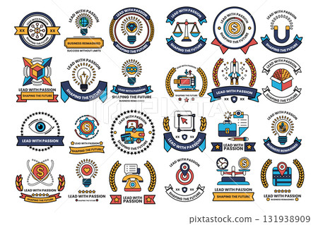 A collection of black and white logos and symbols A collection of black and white logos and symbols 131938909