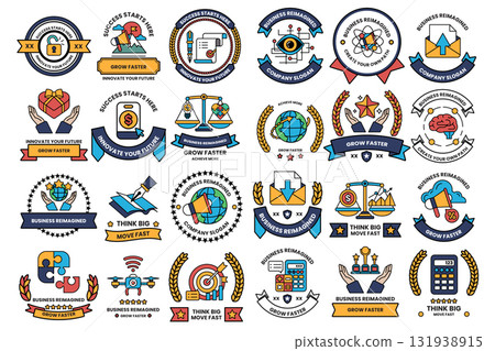 A collection of black and white symbols and shapes 131938915