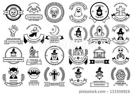 A collection of Halloween themed badges and ribbons 131938928