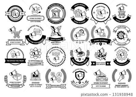 A collection of black and white symbols and shapes A collection of black and white symbols and shapes 131938948