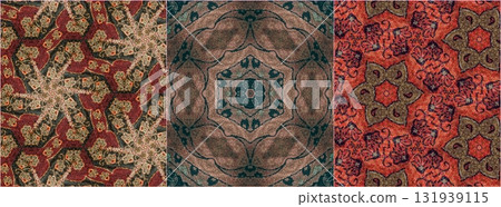 Traditional design with phulkari kalamkari motifs from Pakistan and Indian culture. Geometric ethnic floral pattern for carpet dupatta batik embroidery. Panjabi Digital print as boho Aztec texture art Traditional design with phulkari kalamkari motifs from Pakistan and Indian culture. Geometric ethnic floral pattern for carpet dupatta batik embroidery. Panjabi Digital print as boho Aztec texture art 131939115