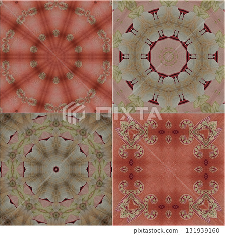 Traditional design with phulkari kalamkari motifs from Pakistan and Indian culture. Geometric ethnic floral pattern for carpet dupatta batik embroidery. Panjabi Digital print as boho Aztec texture art 131939160
