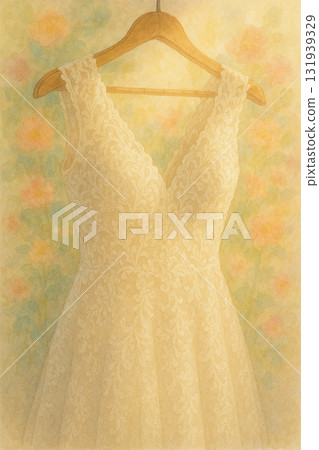 Watercolor painting|Wedding gauze on wooden rack, buds, woven flowers and soft light romantic pattern Watercolor painting|Wedding gauze on wooden rack, buds, woven flowers and soft light romantic pattern 131939329