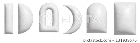 Futuristic volumetric halftone shapes with dotted texture Futuristic volumetric halftone shapes with dotted texture 131939576