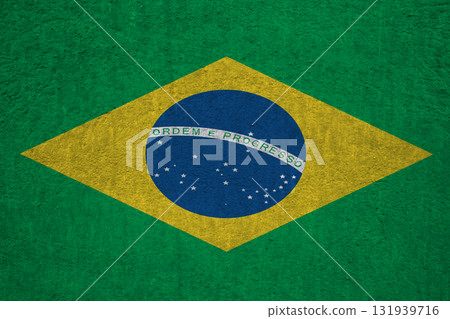Flag of Brazil on an ancient concrete surface. Concept of Brazilian heritage and patriotism.. 131939716