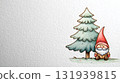 Watercolor Christmas tree and gnomes 131939815