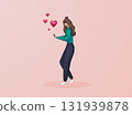 Cute 3d woman send mails, chatting. Love mail - hearts flying out smartphone in womans hands.  Cute 3d woman send mails, chatting. Love mail - hearts flying out smartphone in womans hands.  131939878