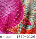 Torn fabric. Frayed cloth background for sample, presentation, safety issue, excessive acid wash warning etc 131940126