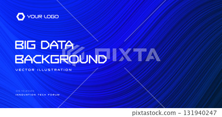 Big data background, abstract blue tech waves pattern. Futuristic layout template for presentation, banner, conference, landing page, event. BigData visuals for innovation teams. Vector illustration 131940247