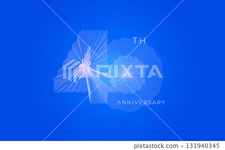 Anniversary Celebration Date Emblem Badge, Abstract 40th Logo Blue Background for Invitation Greeting Card, Corporate Jubilee Sign, Commemorate Occasion Symbol. Wavy Guilloche. Vector Illustration Anniversary Celebration Date Emblem Badge, Abstract 40th Logo Blue Background for Invitation Greeting Card, Corporate Jubilee Sign, Commemorate Occasion Symbol. Wavy Guilloche. Vector Illustration 131940345