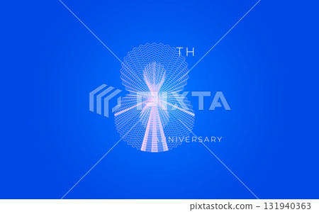 Anniversary Celebration Date Emblem Badge, Abstract 8th Logo Blue Background for Invitation Greeting Card, Corporate Jubilee Sign, Commemorate Occasion Symbol. Wavy Guilloche. Vector Illustration Anniversary Celebration Date Emblem Badge, Abstract 8th Logo Blue Background for Invitation Greeting Card, Corporate Jubilee Sign, Commemorate Occasion Symbol. Wavy Guilloche. Vector Illustration 131940363