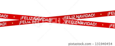 Crossed Feliz Navidad Tape, Festive Warning Style For Christmas Packaging, Gift Wrapping, Printable Labels, Social Media Graphics Or Holiday Web Design. Vector Illustration 131940454