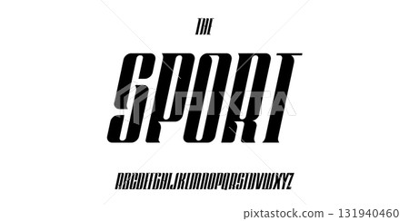 Condensed sport alphabet, bold tall metallic letters, high tall font for modern automotive identity, robust utilitarian design, robust typographic style. Vector typeset. Condensed sport alphabet, bold tall metallic letters, high tall font for modern automotive identity, robust utilitarian design, robust typographic style. Vector typeset. 131940460
