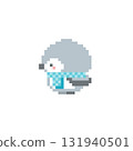 Pixel art of a light blue scarf and a sideways owl 131940501