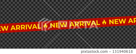 Hot new arrival banner with fire flame icons and bold red yellow design. Eye-catching sale alert for product promotions, web ads, store displays. Vector illustration. Hot new arrival banner with fire flame icons and bold red yellow design. Eye-catching sale alert for product promotions, web ads, store displays. Vector illustration. 131940618