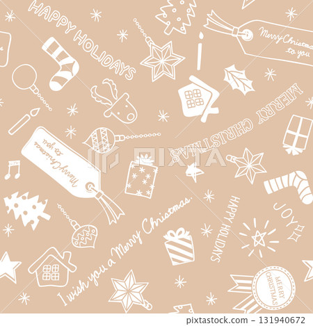 Doodle style Christmas illustration seamless pattern 131940672