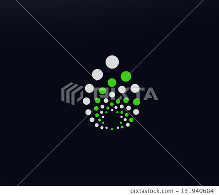 Leaf Spiral Dot Logo Representing Neural Network, Innovation, AI Growth, And Digital Connection With Green And White Color On Dark Background. Abstract Tech Symbol. Vector Illustration. Leaf Spiral Dot Logo Representing Neural Network, Innovation, AI Growth, And Digital Connection With Green And White Color On Dark Background. Abstract Tech Symbol. Vector Illustration. 131940684