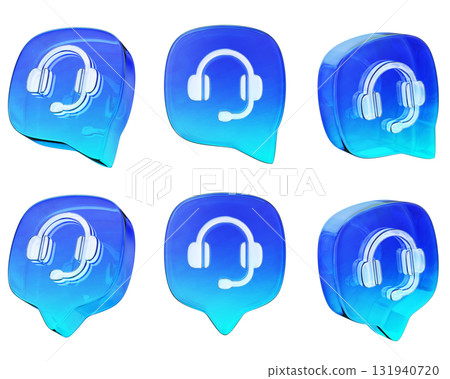 Blue Gradient Headset Icon set 3D graphic 131940720