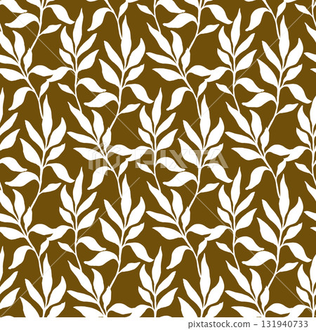 White palm leaves seamless pattern, simple hand drawn vector greenery background for textile, or wallpaper, scrapbook and surface design. 131940733