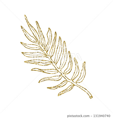 Palm leaves line art, silhouette glitter simple style, hand drawn vector illustration, isolate on white background Palm leaves line art, silhouette glitter simple style, hand drawn vector illustration, isolate on white background 131940740