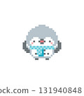 Pixel art of a light blue scarf and a cheering owl 131940848