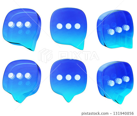 Blue Gradient three dots chat bubble Icon set 3D graphic 131940856