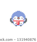 A pixelated picture of an owl with a red scarf cheering 131940876
