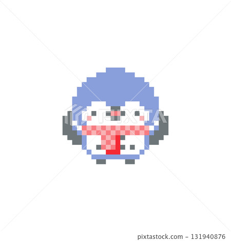 A pixelated picture of an owl with a red scarf cheering 131940876