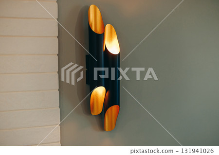 Contemporary black and gold wall lamp, cutted off tube shape 131941026