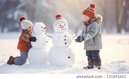 Children playing in the snow (AI-generated image) Children playing in the snow (AI-generated image) 131941041