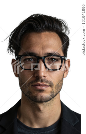 White male founder with tousled dark hair and transparent black glasses, his confident expression framed by soaring eagle wings, symbolizing White male founder with tousled dark hair and transparent black glasses, his confident expression framed by soaring eagle wings, symbolizing 131941096