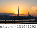 Tokyo Skytree and downtown scenery at dusk 131941292