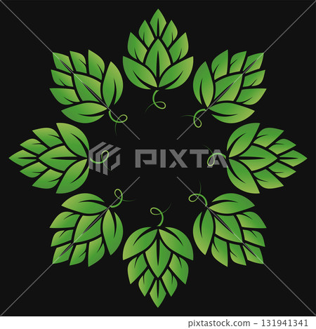 Green hop cones around isolated design 131941341