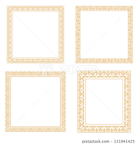 Set of decorative frames Elegant vector element for design in Eastern style, place for text. Floral golden and white borders. Lace illustration for invitations and greeting cards Set of decorative frames Elegant vector element for design in Eastern style, place for text. Floral golden and white borders. Lace illustration for invitations and greeting cards 131941425