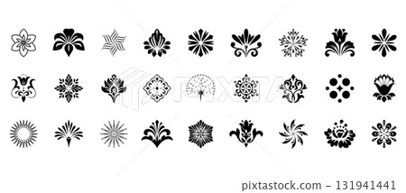 Flower icons set. Isolated elements for design. Vector graphics. Flower icons set. Isolated elements for design. Vector graphics. 131941441