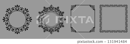 Set of decorative frames Elegant vector element for design in Eastern style, place for text. Floral black and gray borders. Lace illustration for invitations and greeting cards Set of decorative frames Elegant vector element for design in Eastern style, place for text. Floral black and gray borders. Lace illustration for invitations and greeting cards 131941484