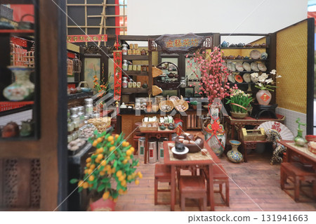 Oct 4 2025 Miniature Traditional Chinese Tea Shop Display With Ceramics, 131941663