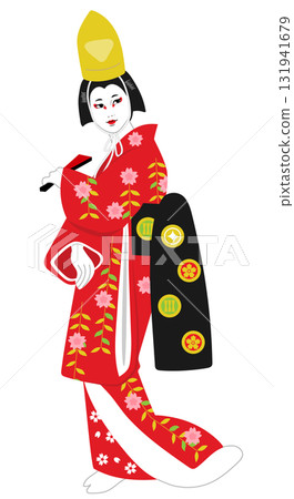 Kabuki actor - Vector illustration of Hanako, the Shirabyoshi of Dojoji Temple 131941679