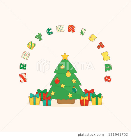 vivid merry christmas greeting 131941702