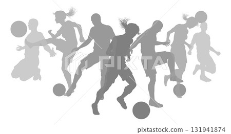 Soccer Football Players Silhouettes Soccer Football Players Silhouettes 131941874