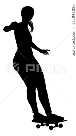 Woman Silhouette Female Skateboarder Girl Woman Silhouette Female Skateboarder Girl 131941880