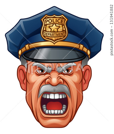 Policeman Angry Police Man Cartoon Character Cop Policeman Angry Police Man Cartoon Character Cop 131941882